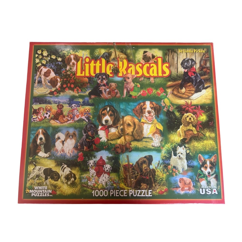 White Mountain Little Rascals 1000 Piece Dog Puppy Puzzle COMPLETE